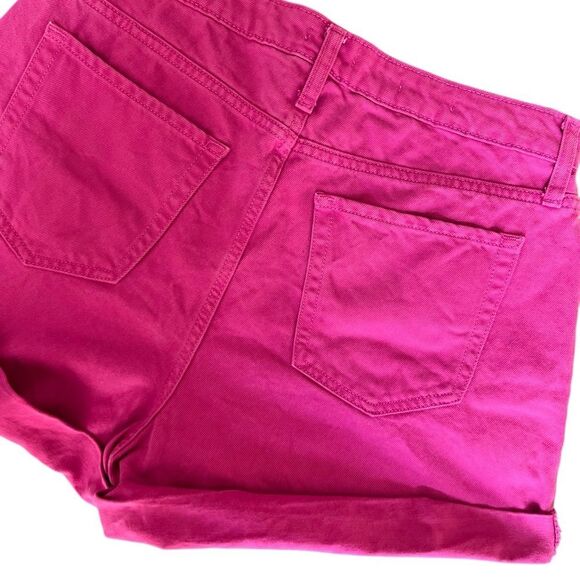 Wild Fable Highest Rise Mom Jean Shorts Size 14/32 Pink Fuchsia Rolled Hem - Picture 12 of 15